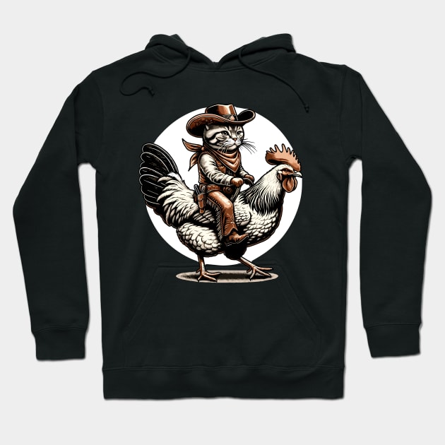 Meowdy Cat Riding Chicken Hoodie by VisionDesigner